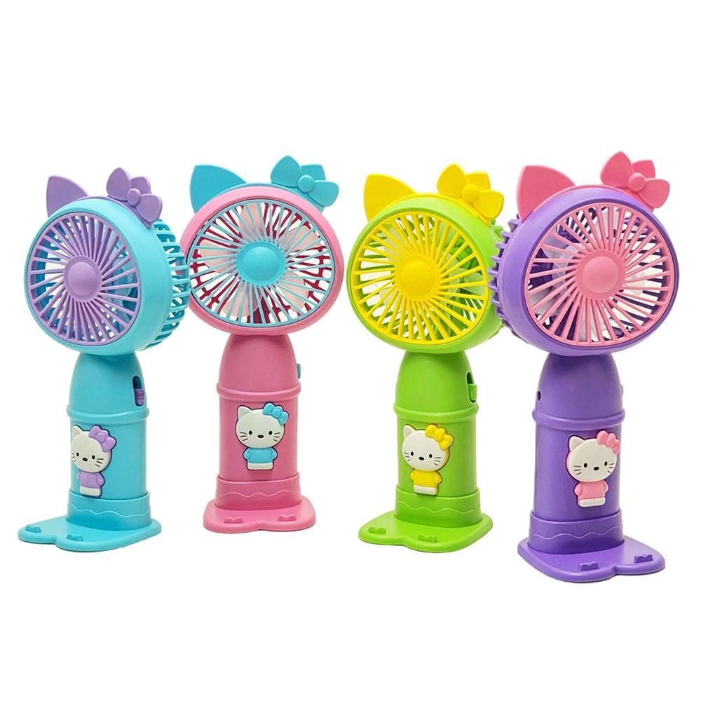 Portable Handheld Fan with light and 2 speed mode, Battery Operated Fan with base stand usb charger